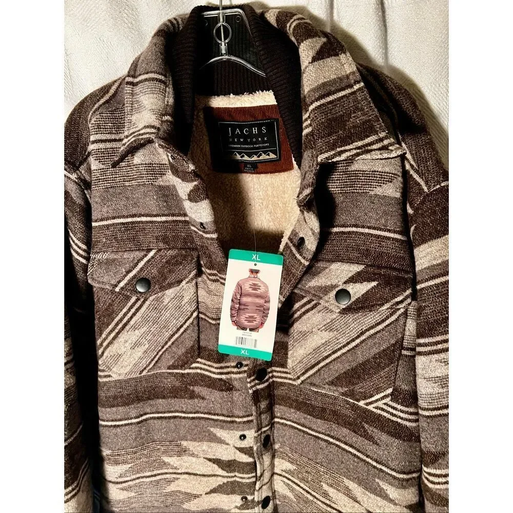 NWT JACHS New York Men's Aztec Sherpa-Lined Shirt Jacket Size XL